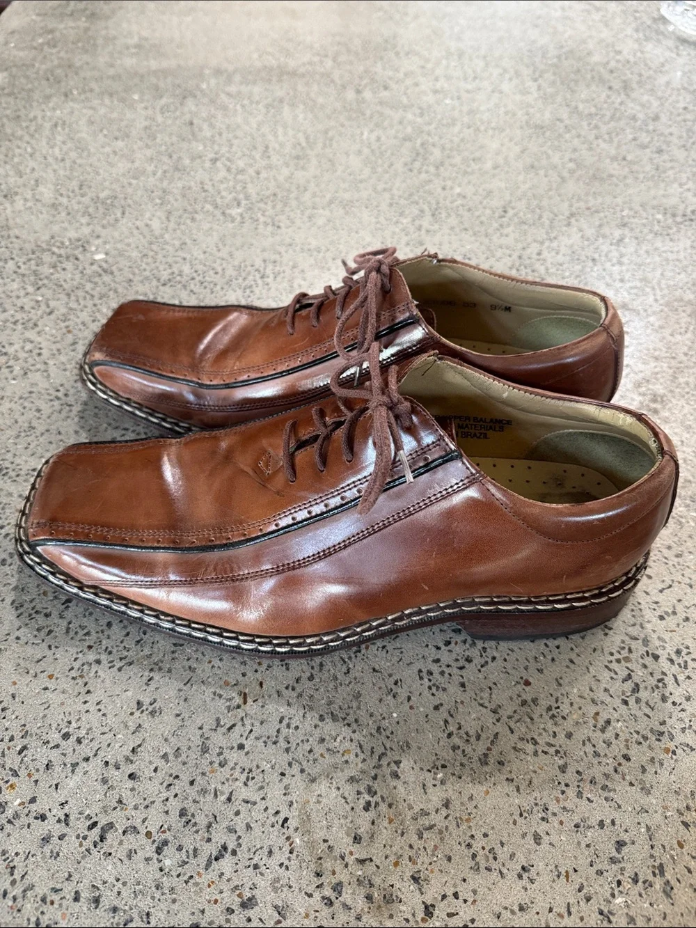 Stacy Adams Cognac Brown Leather Lace-Up Oxfords